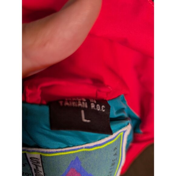 Vintage 1980s Red High-Neck Lightweight Winter Ski Jacket With Blue Zipper Pull - Picture 12 of 12